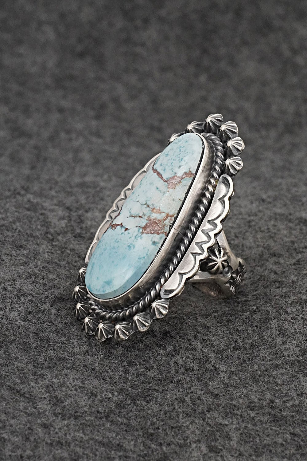 Turquoise & Sterling Silver Ring - Raymond Delgarito - Size 9.5