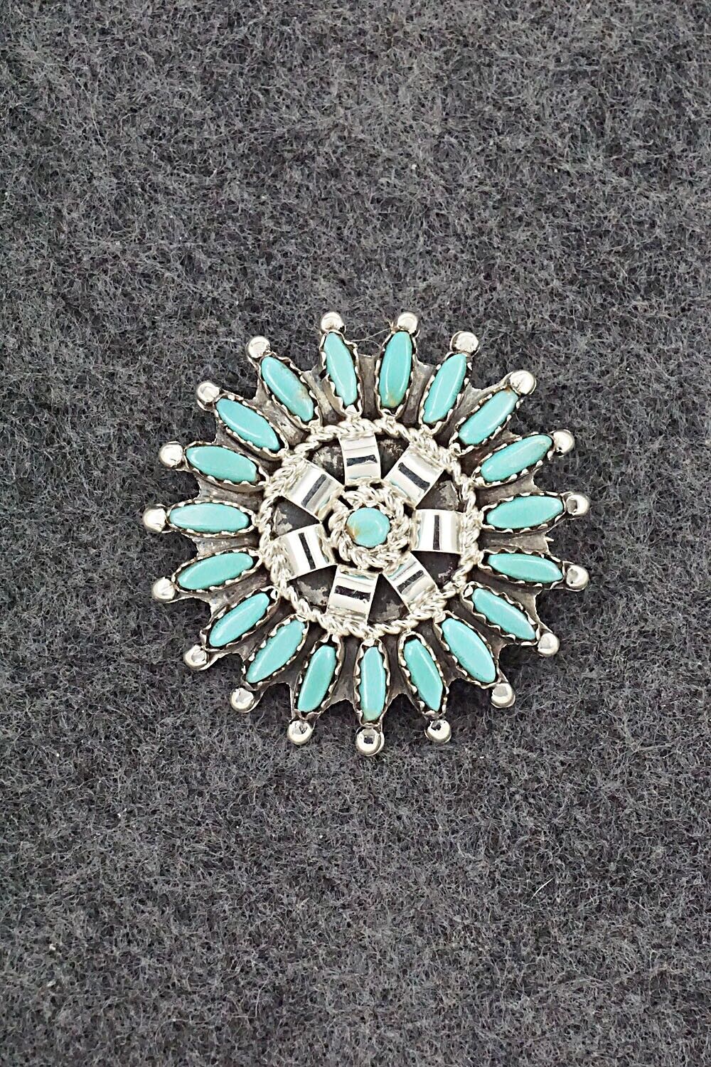Turquoise & Sterling Silver Pendant/Pin - Nathaniel Nez
