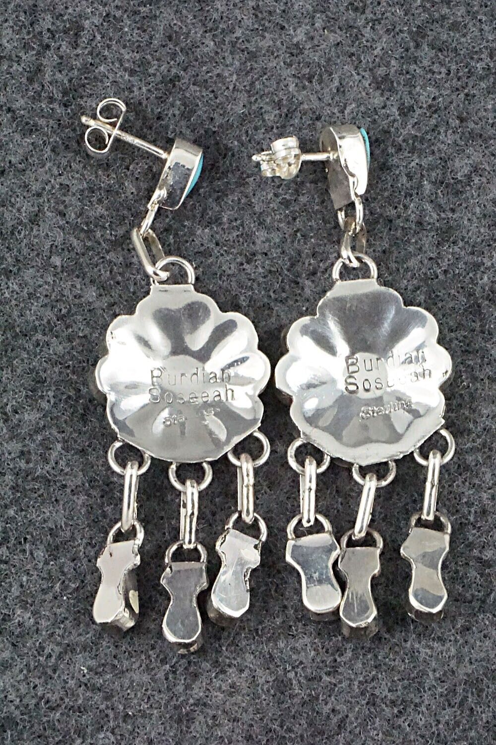 Multi Stone & Sterling Silver Inlay Earrings - Burdian Soseeah