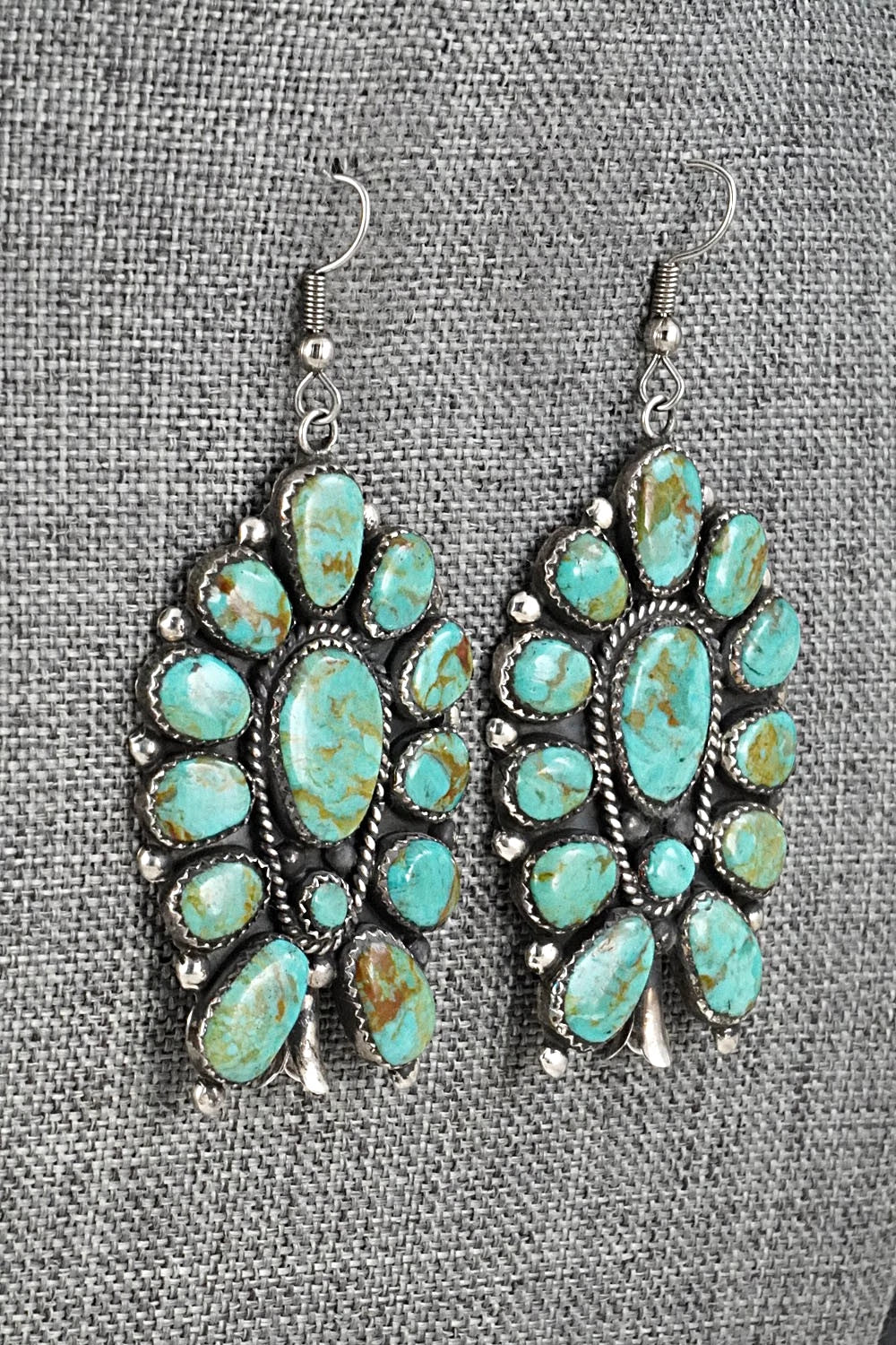 Turquoise & Sterling Silver Earrings - Vintage
