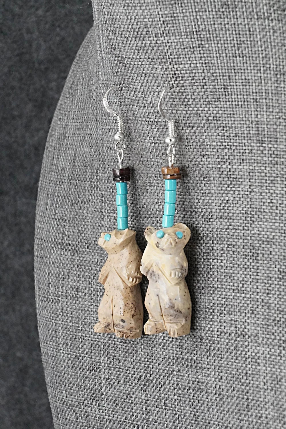 Multi-Stone Bear Fetish & Sterling Silver Necklace Set - Dannette Laate