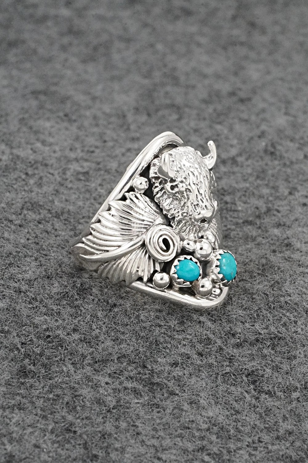 Turquoise & Sterling Silver Ring - Darrell Morgan - Size 10