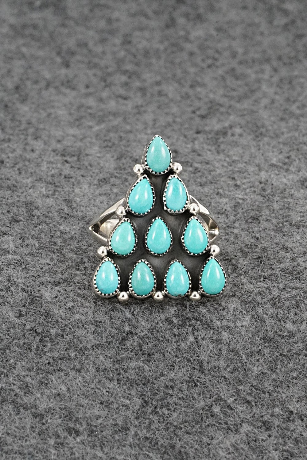 Turquoise & Sterling Silver Ring - Loretta Delgarito - Size 7.5