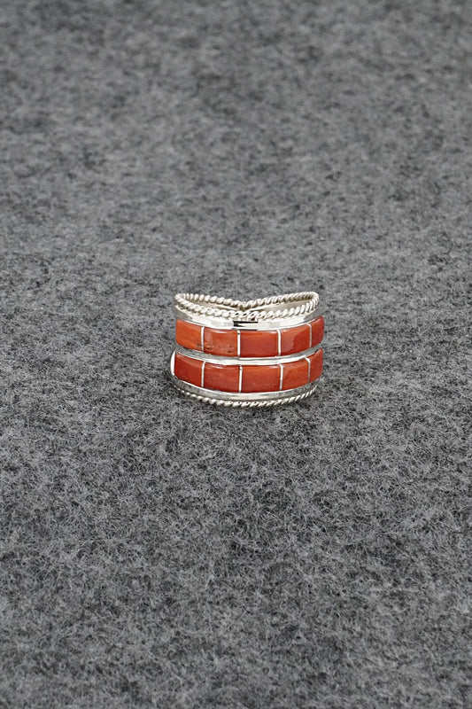 Coral and Sterling Silver Ring - Bruce Johnson - Size 6