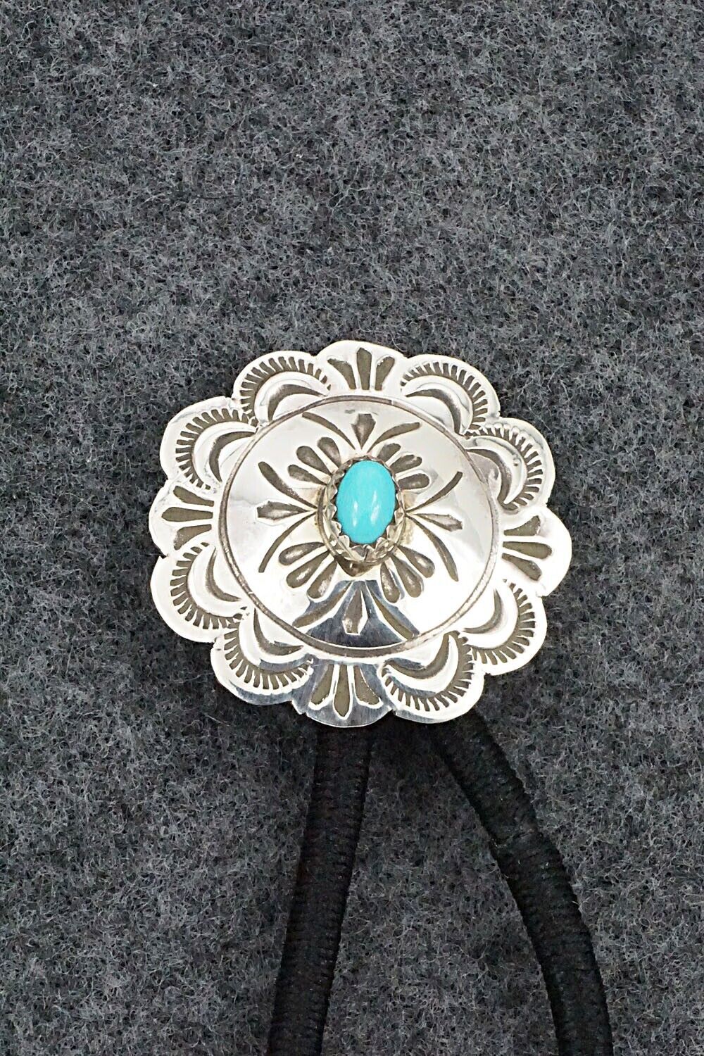 Turquoise & Sterling Silver Hair Tie - Bertha Begay