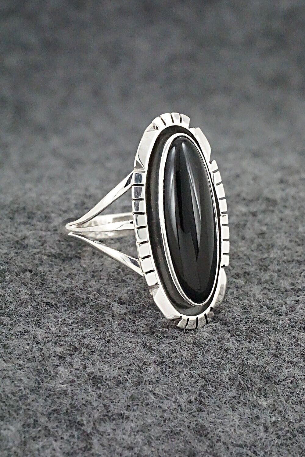Onyx & Sterling Silver Ring - Amos Begay - Size 8.25