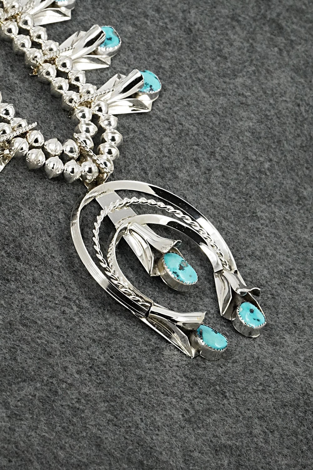 Turquoise & Sterling Silver Squash Blossom Set - Louise Yazzie