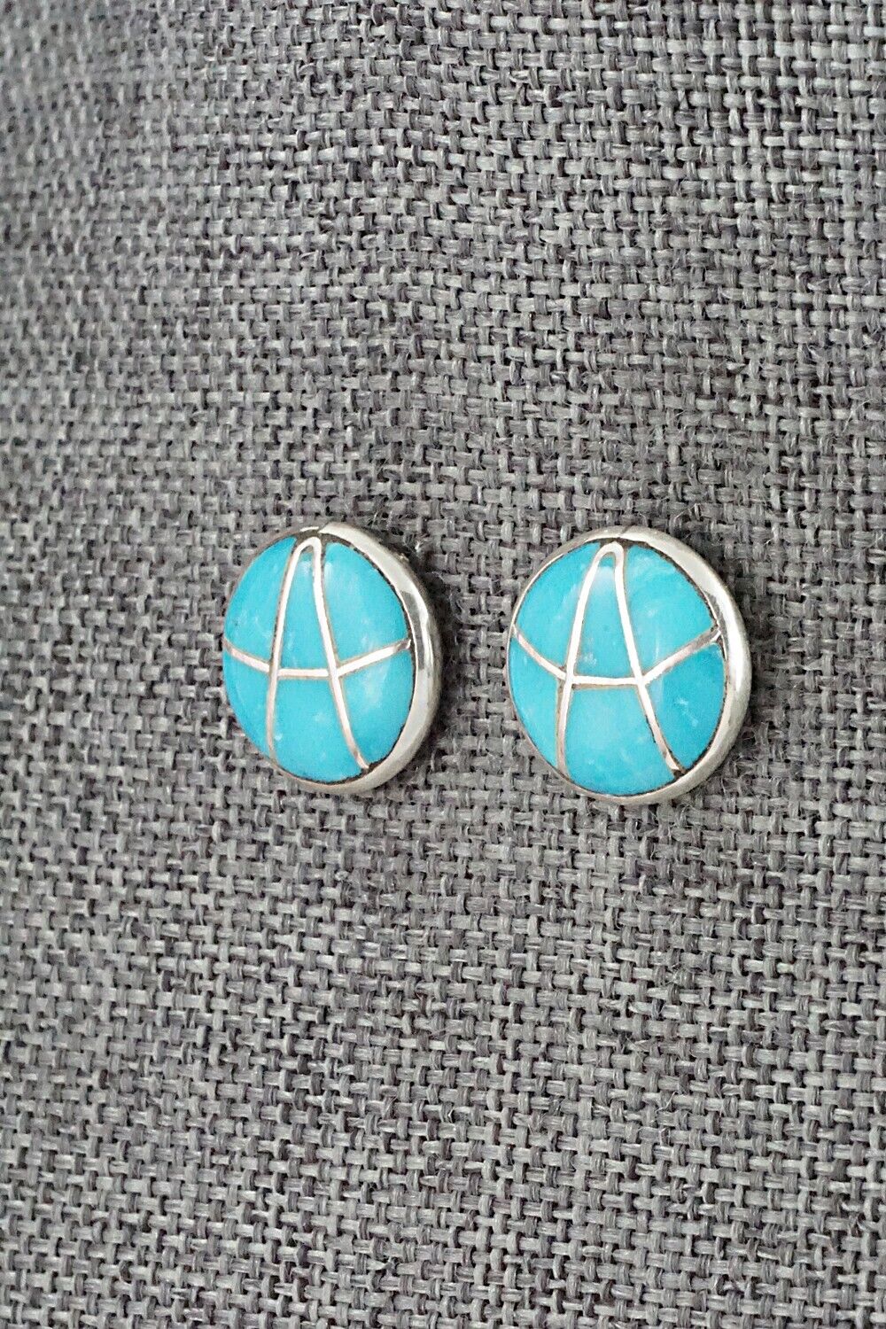 Turquoise & Sterling Silver Inlay Earrings - Laurie Kallestewa