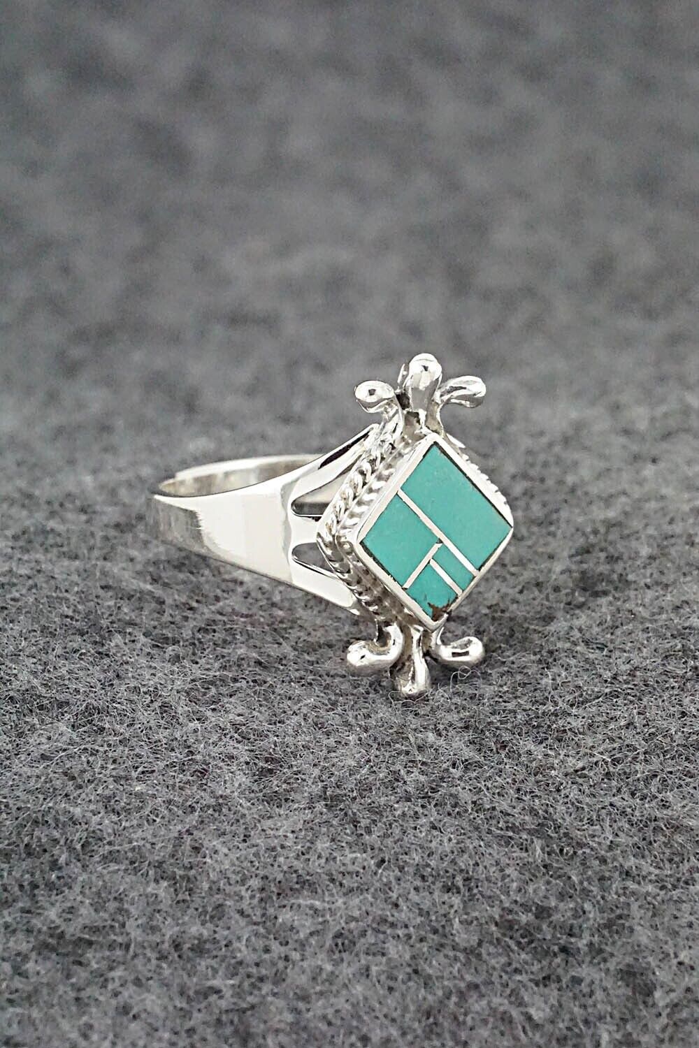 Turquoise & Sterling Silver Inlay Ring - James Manygoats - Size 9