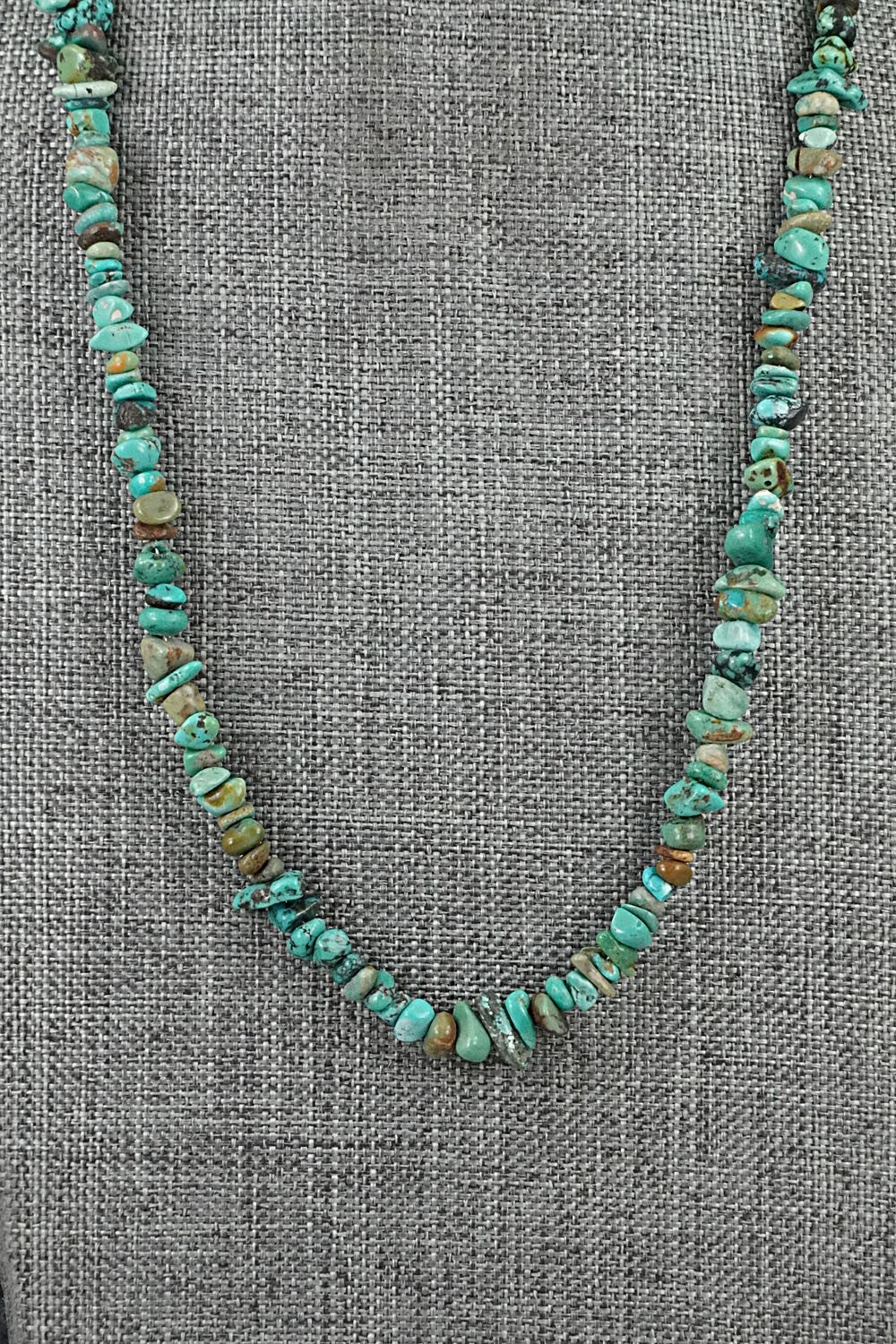 Turquoise & Sterling Silver Necklace 38" - Doreen Jake
