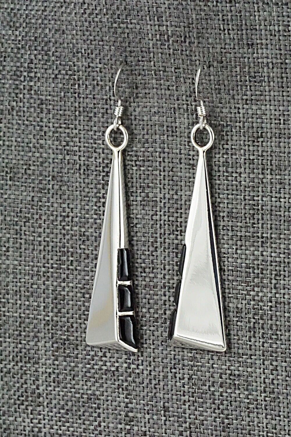 Onyx & Sterling Silver Earrings - Leonard Jim