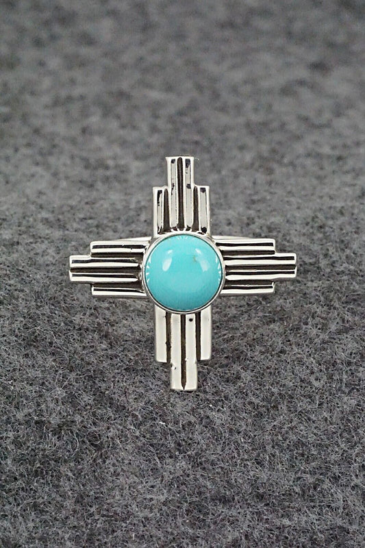 Turquoise and Sterling Silver Ring - Raymond Coriz - Size 7.5