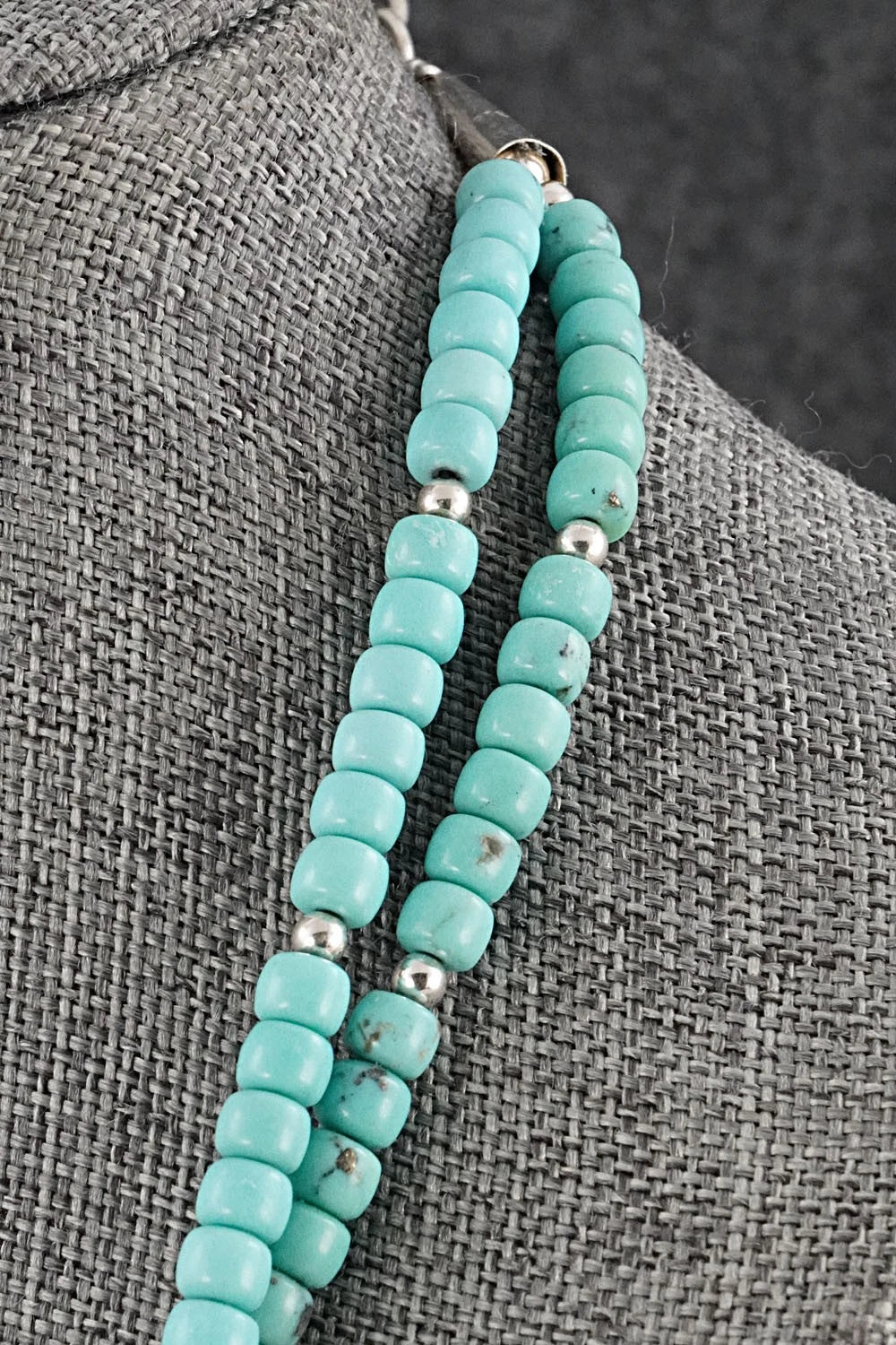 Turquoise & Sterling Silver Necklace 22" - Erika Brown