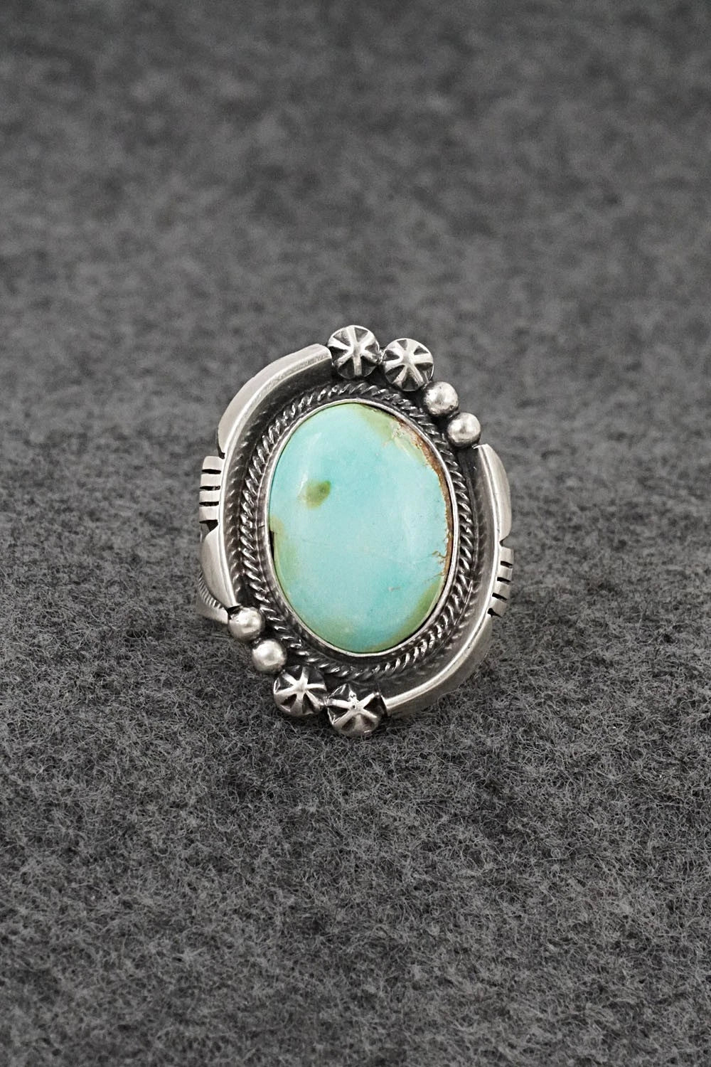 Turquoise & Sterling Silver Ring - Samuel Yellowhair - Size 7.5