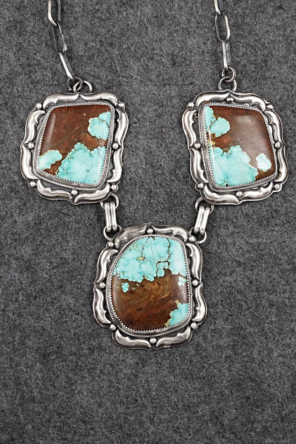 Turquoise & Sterling Silver Necklace and Earrings Set - Randy Boyd