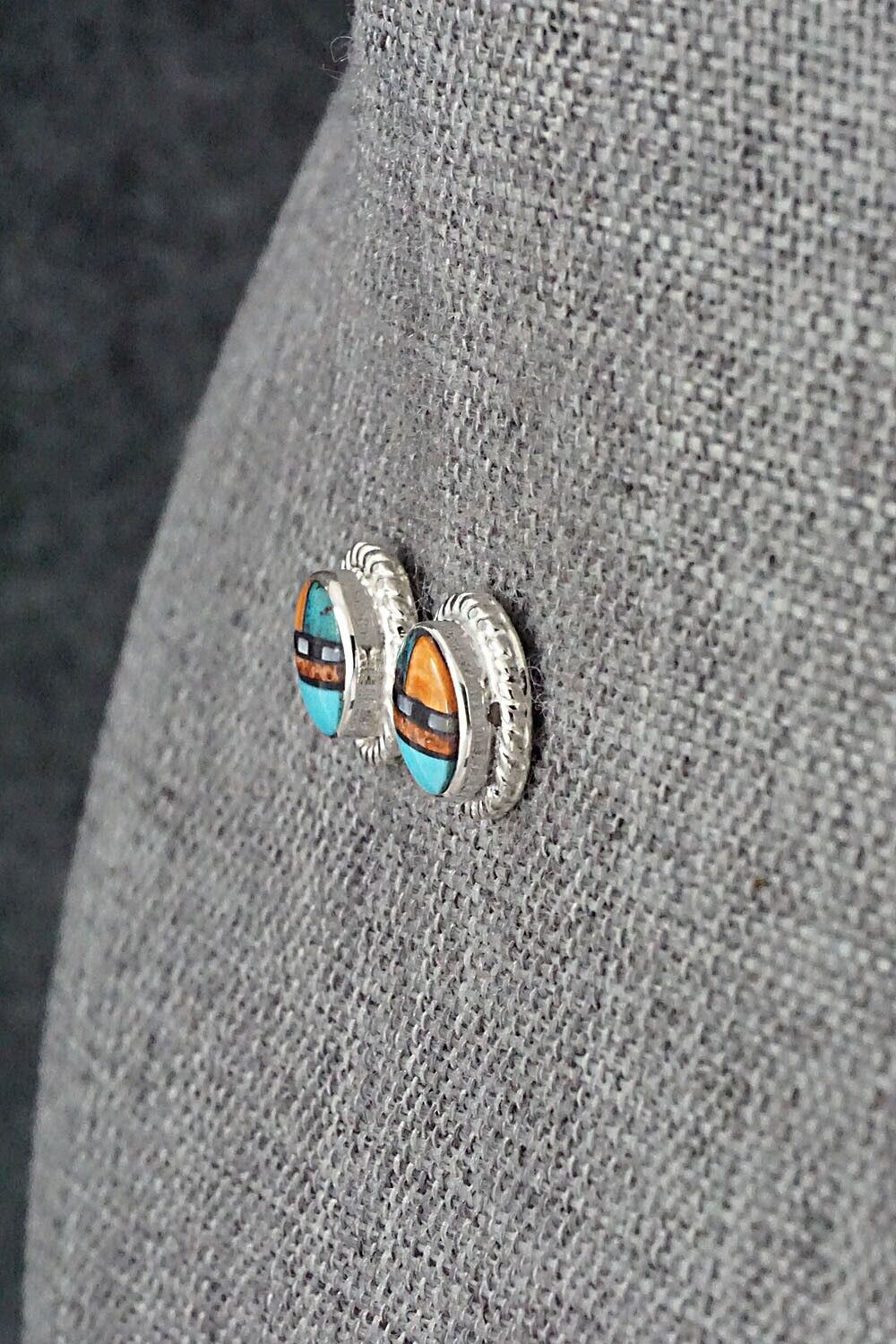 Multi-Stone & Sterling Silver Earrings - Delbert Kallestewa Jr.