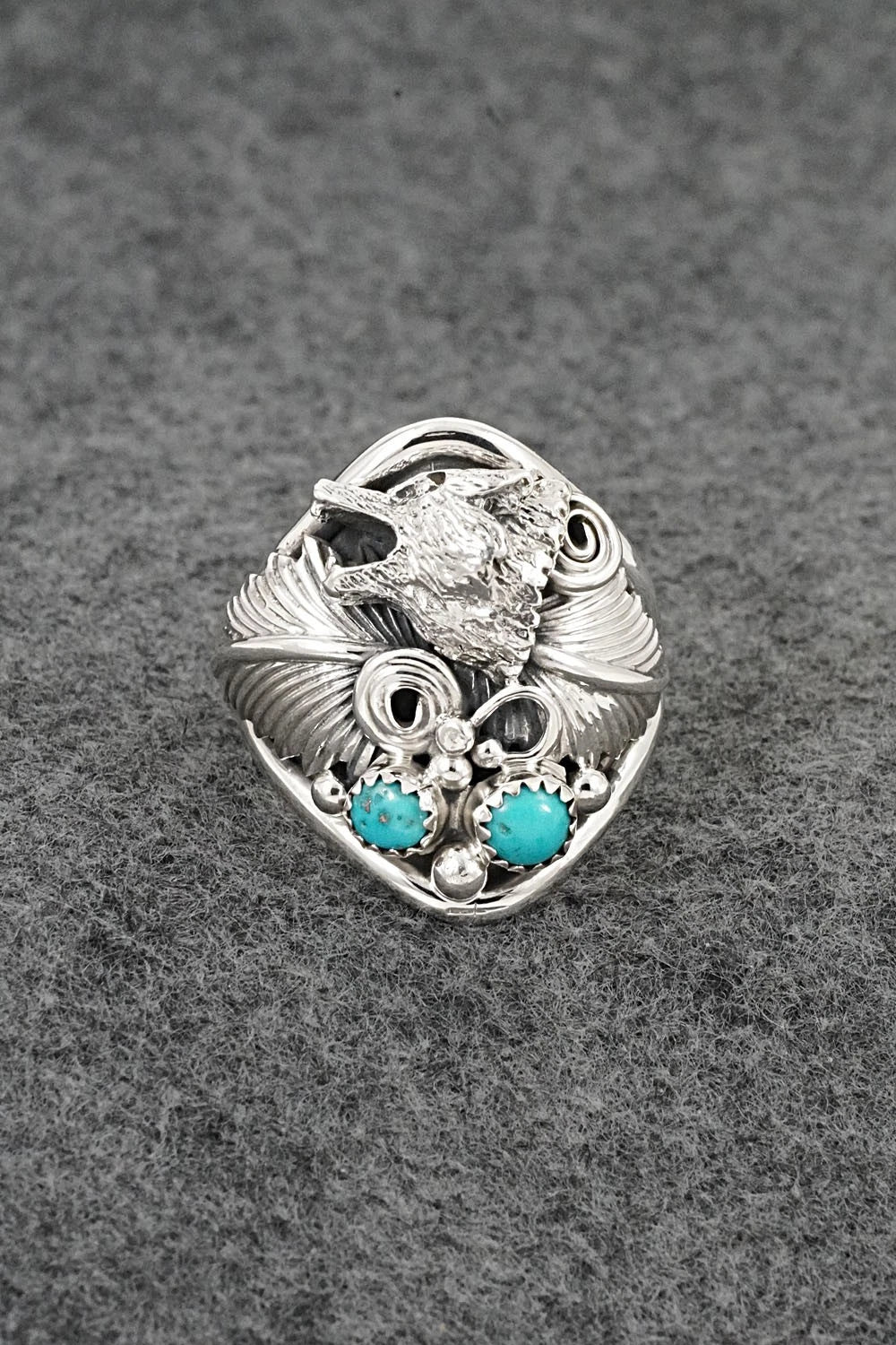 Turquoise & Sterling Silver Ring - Darrell Morgan - Size 13
