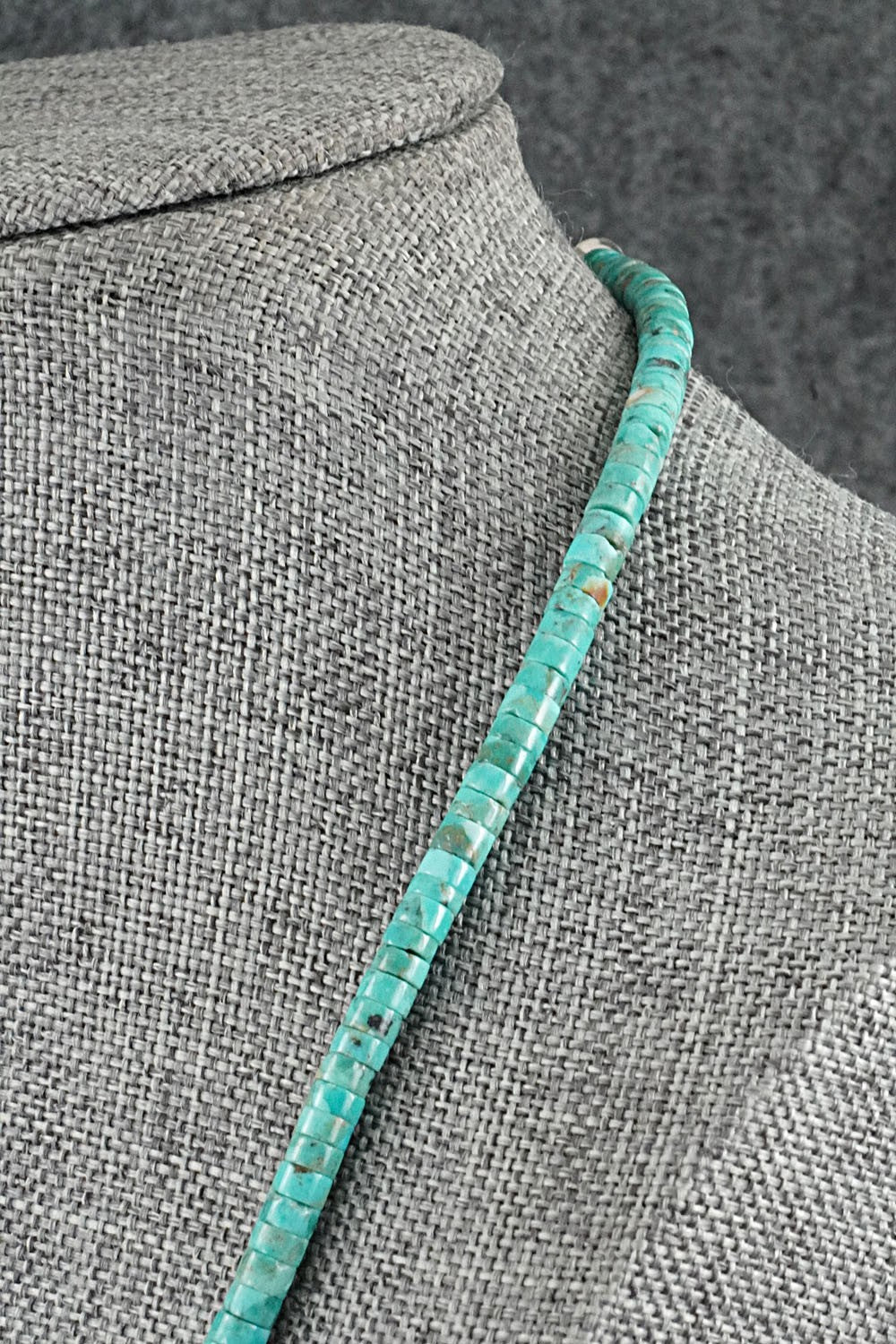 Turquoise, Onyx & Sterling Silver Necklace 19" - Helen Tsosie