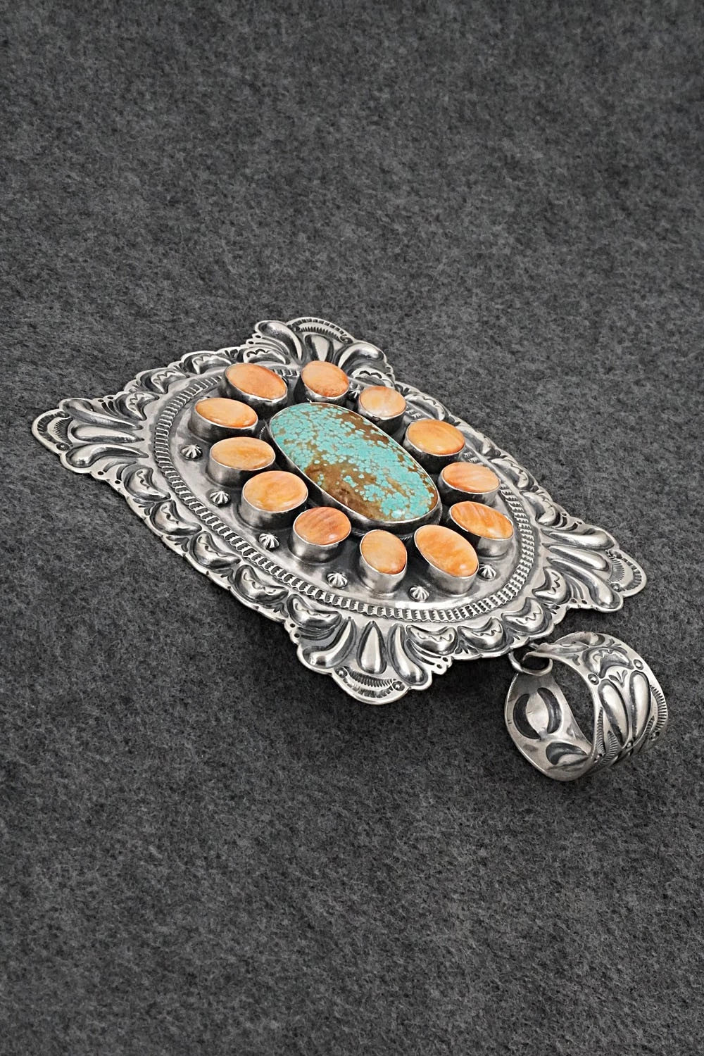 Turquoise, Spiny Oyster & Sterling Silver Pendant - Randy Boyd