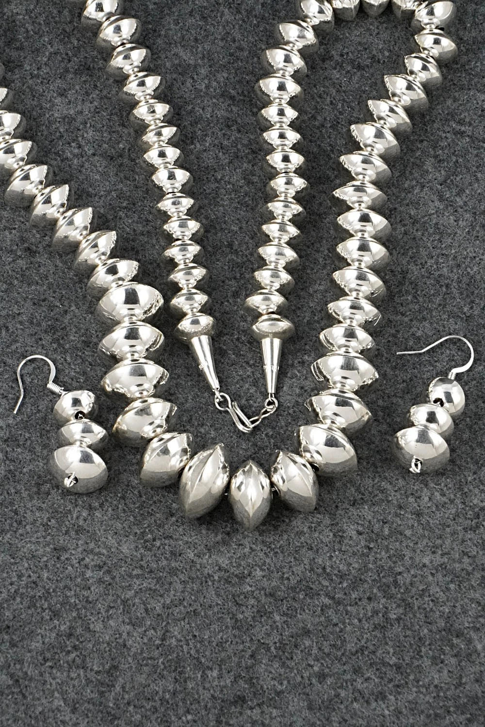 Sterling Silver Navajo Pearl Necklace & Earrings Set - Frankie Miller