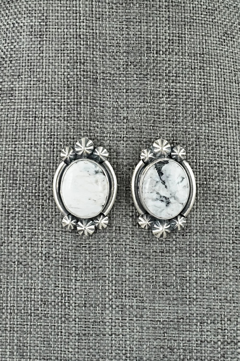 White Buffalo & Sterling Silver Squash Blossom Set - Darrin Livingston
