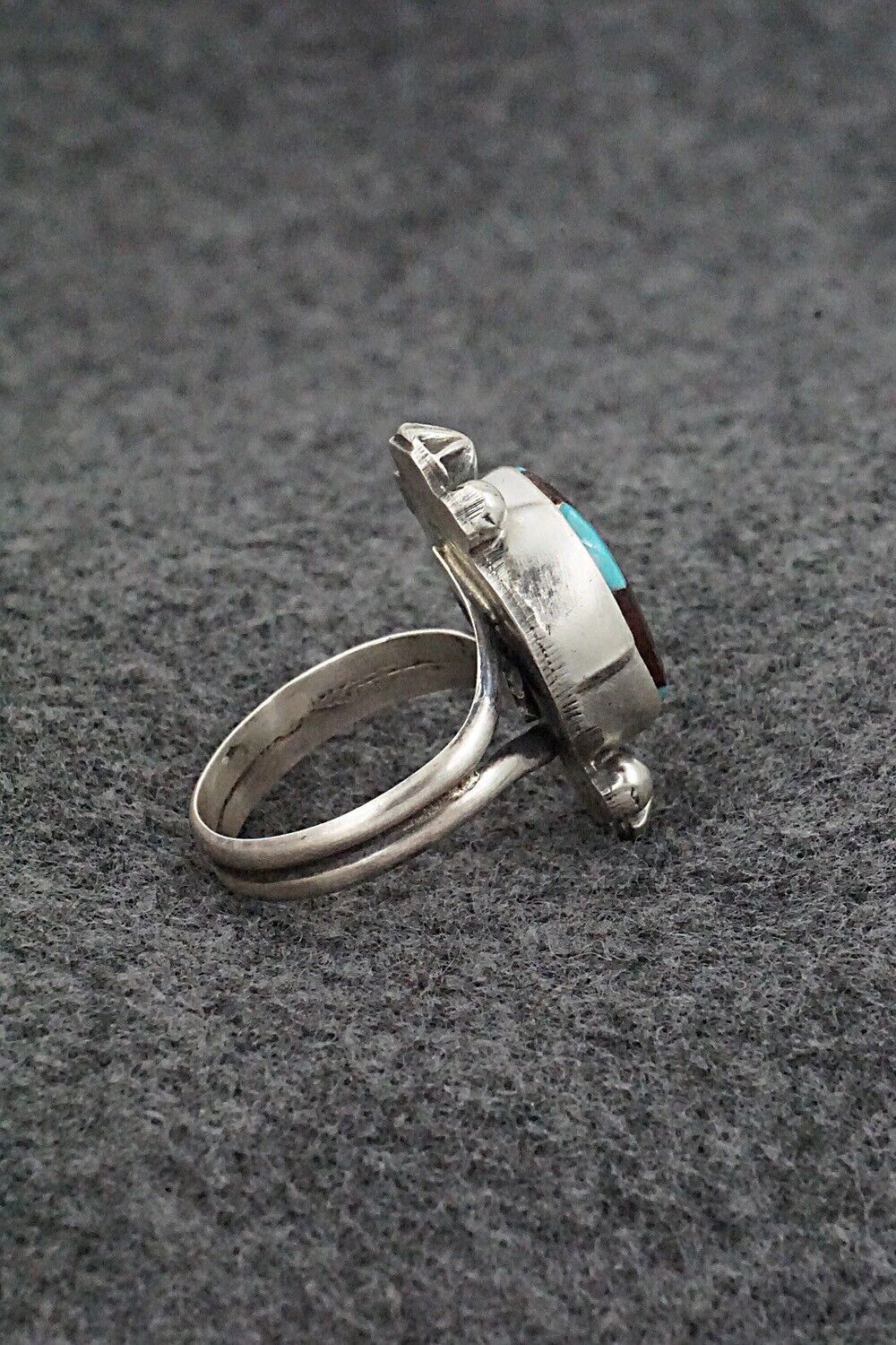 Turquoise & Sterling Silver Ring - Darrin Livingston - Size 7 Adj.