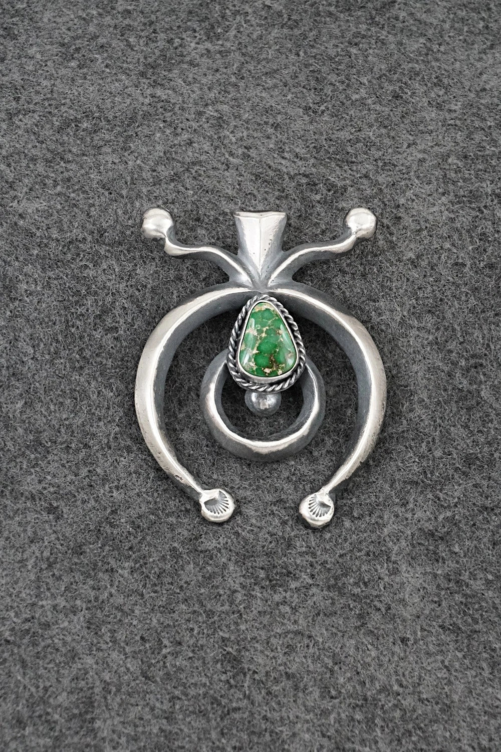 Turquoise & Sterling Silver Naja Pendant - Harrison Bitsue