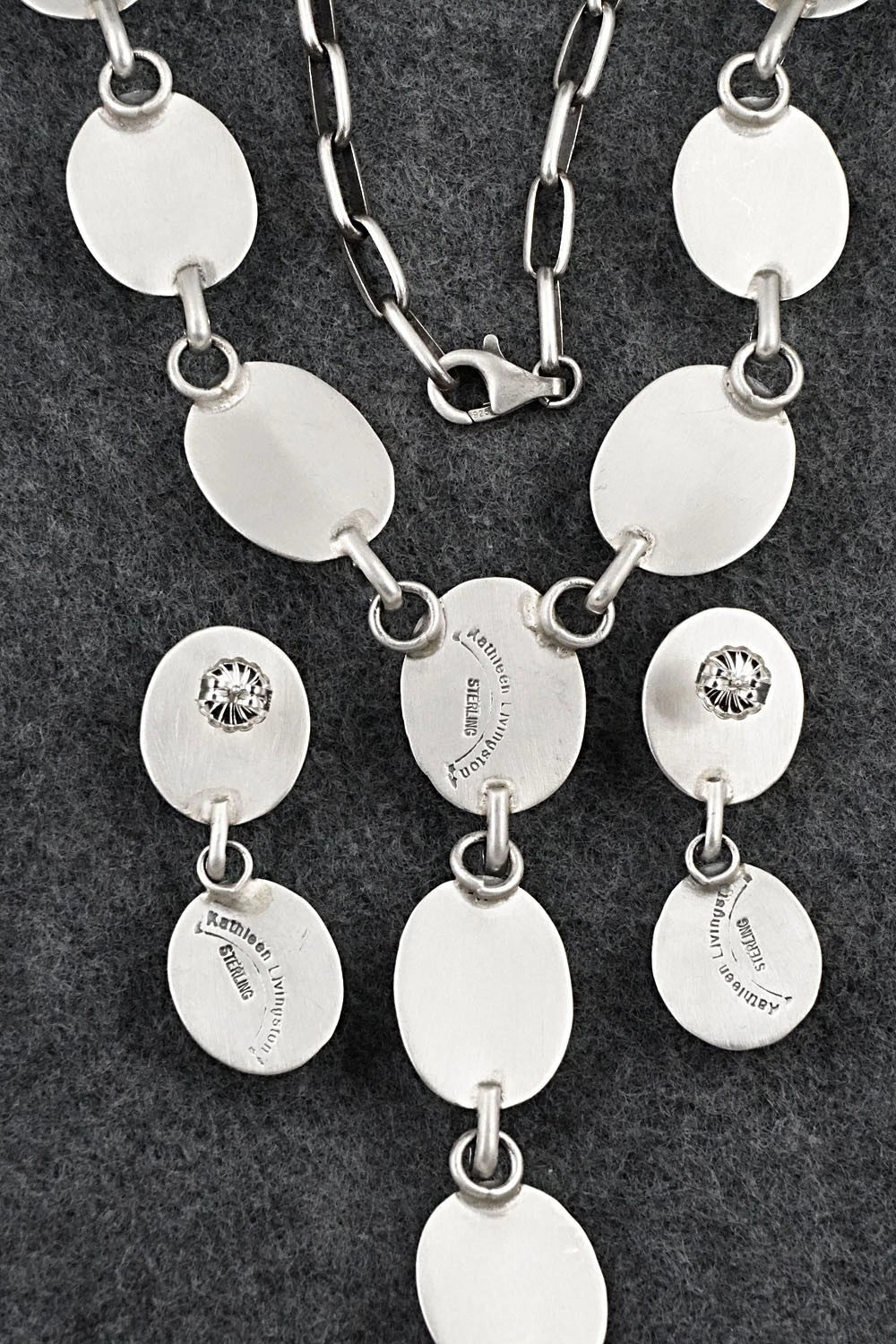 Turquoise & Sterling Silver Necklace and Earrings Set - Kathleen Livingston