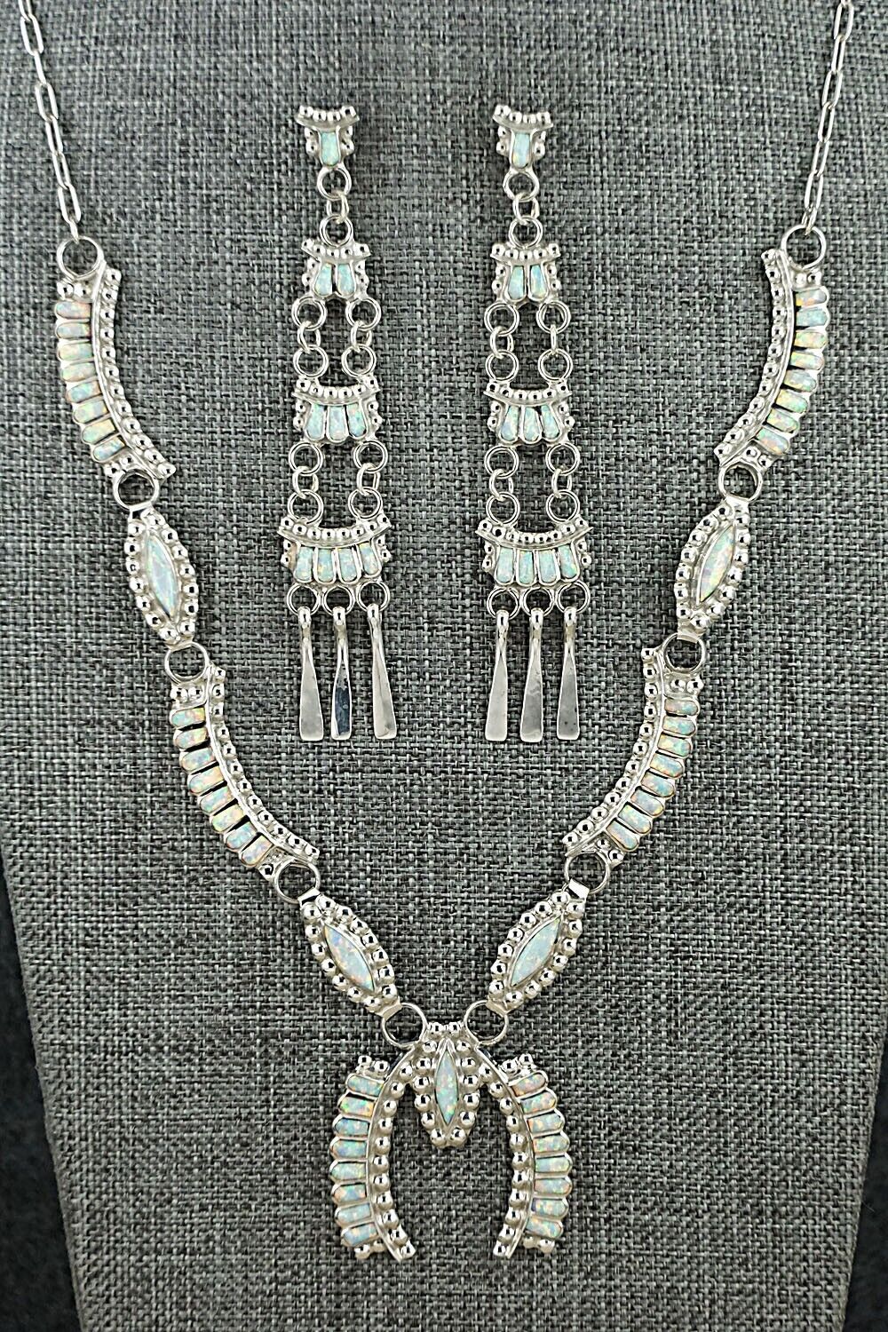 Opalite & Sterling Silver Necklace and Earrings Set - Lucy Sheyka