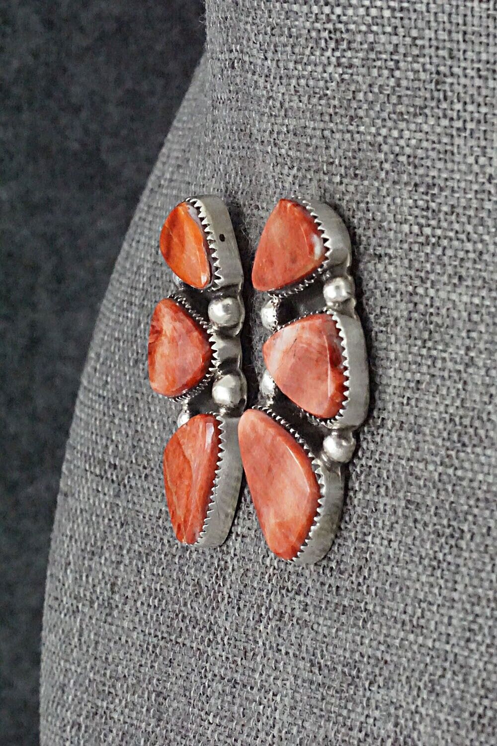 Spiny Oyster & Sterling Silver Earrings - Selina Warner