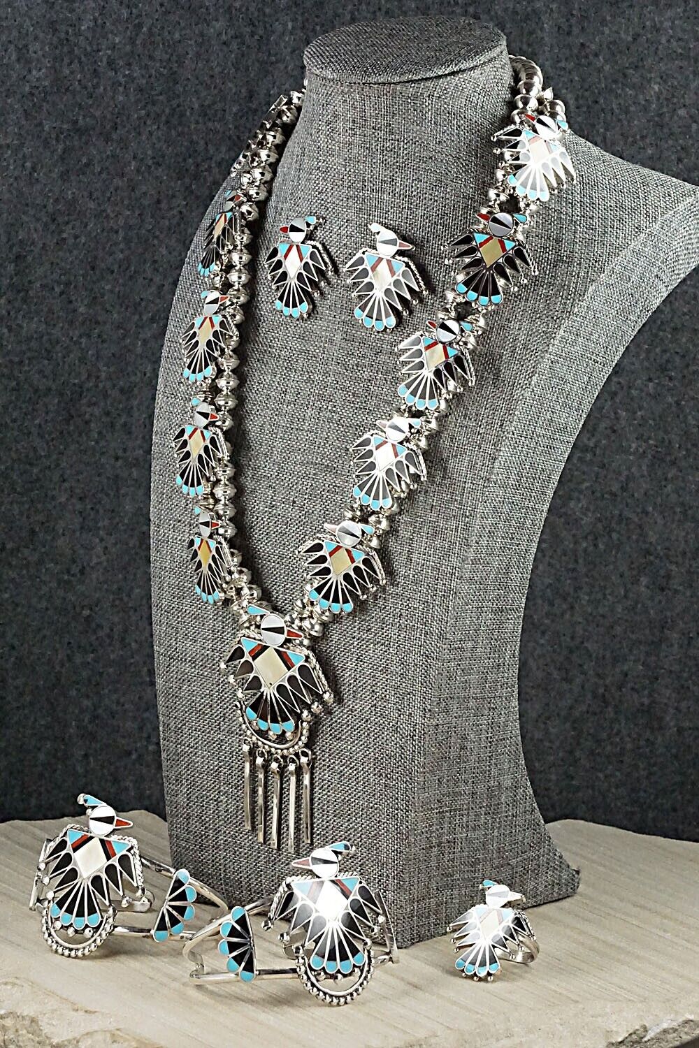 Multi Stone & Sterling Silver Inlay Necklace Set - Adrian Wallace