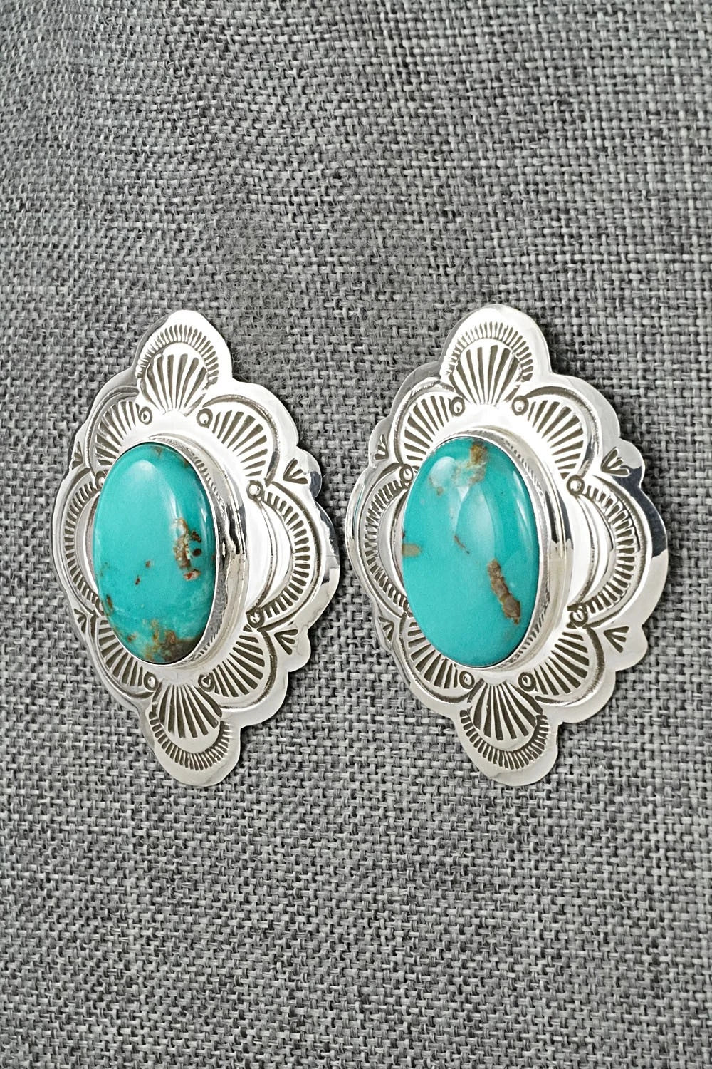Turquoise & Sterling Silver Earrings - Arnold Blackgoat