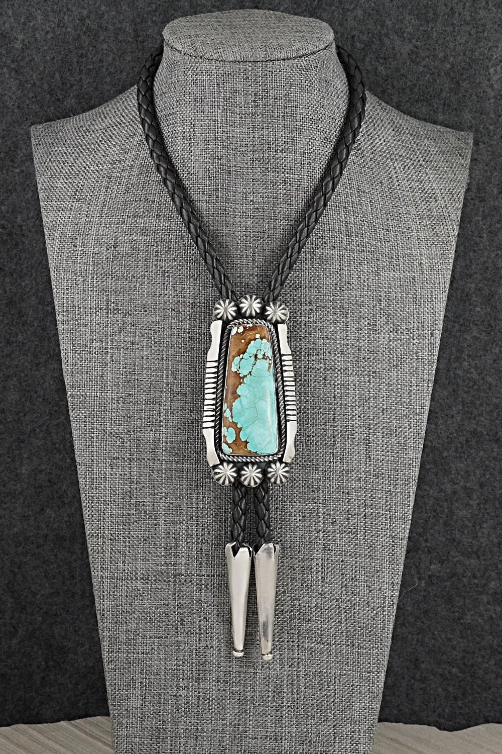 Turquoise & Sterling Silver Bolo Tie - Bobby Johnson