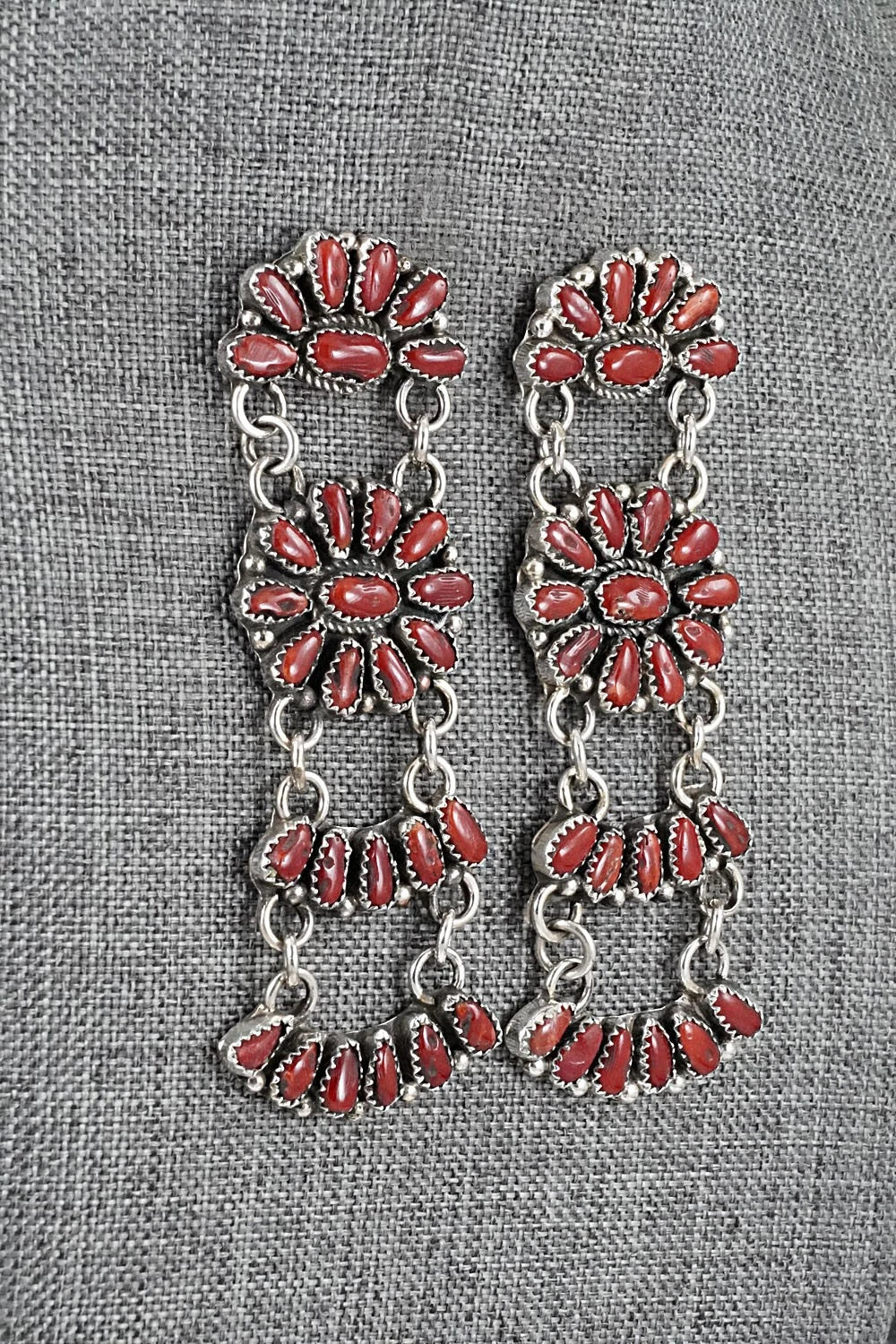 Coral & Sterling Silver Earrings - Justina Wilson