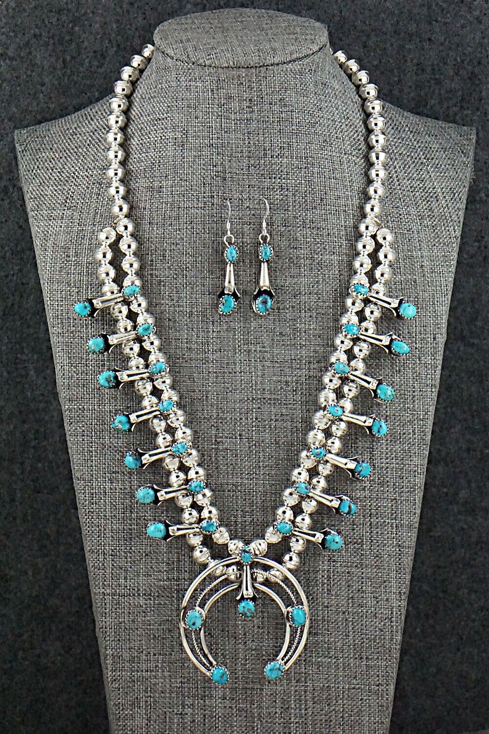 Turquoise & Sterling Silver Squash Blossom Set - Phil Garcia