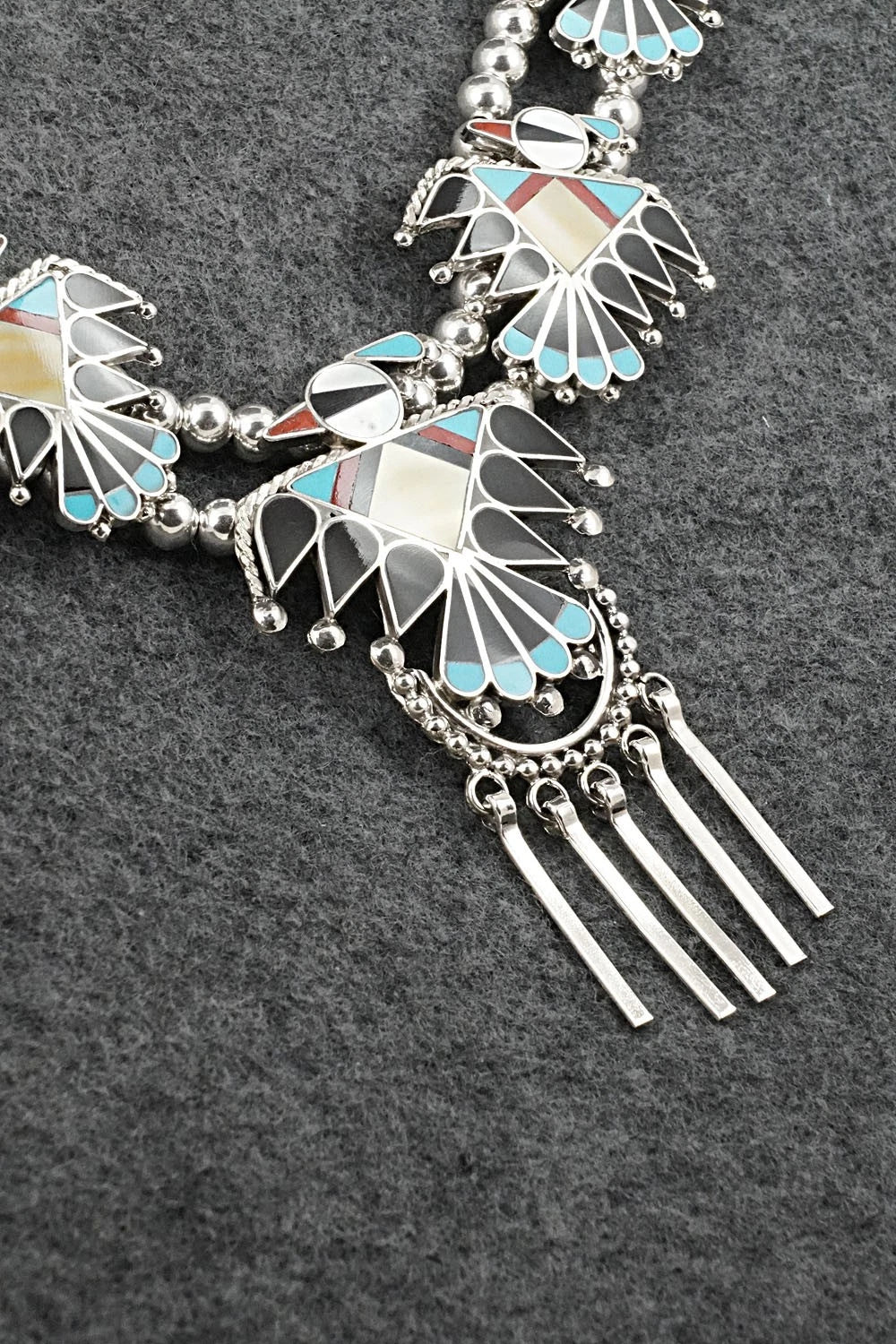 Multi-Stone & Sterling Silver Inlay Necklace Set - Adrian Wallace