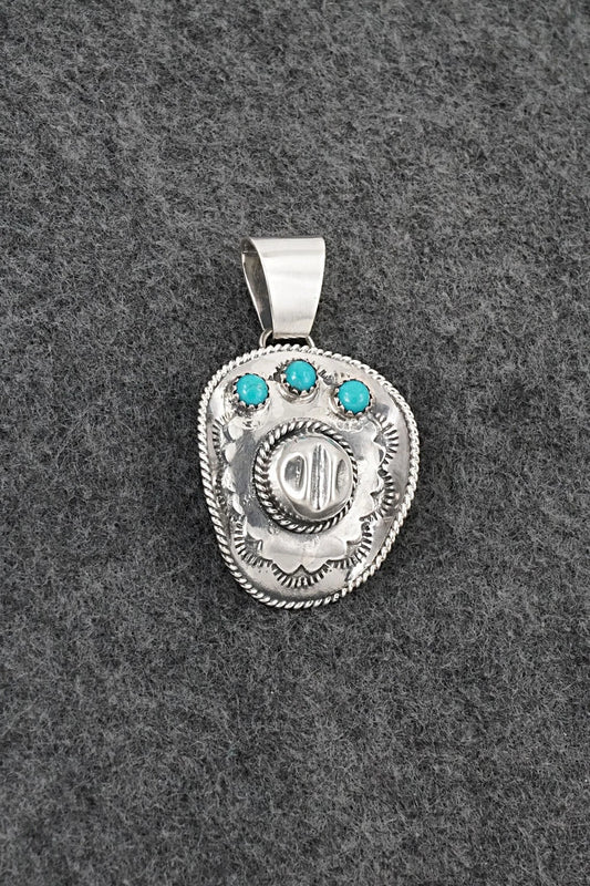 Turquoise & Sterling Silver Pendant - Bobby Platero