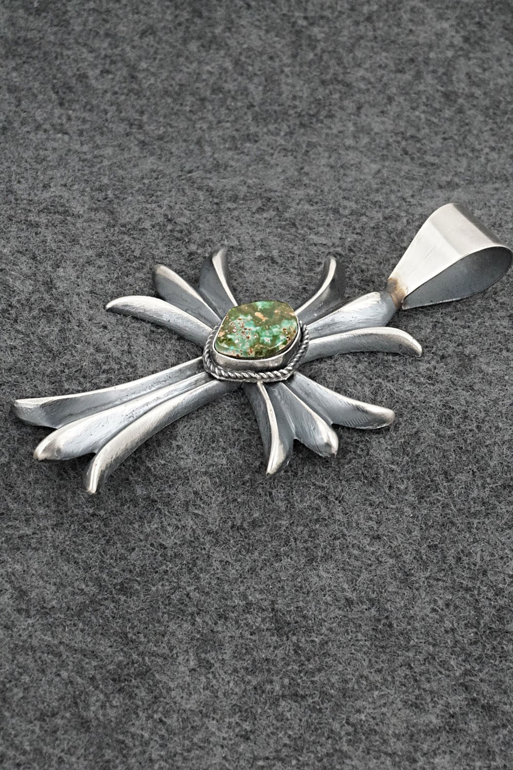 Turquoise & Sterling Silver Pendant - Harrison Bitsue