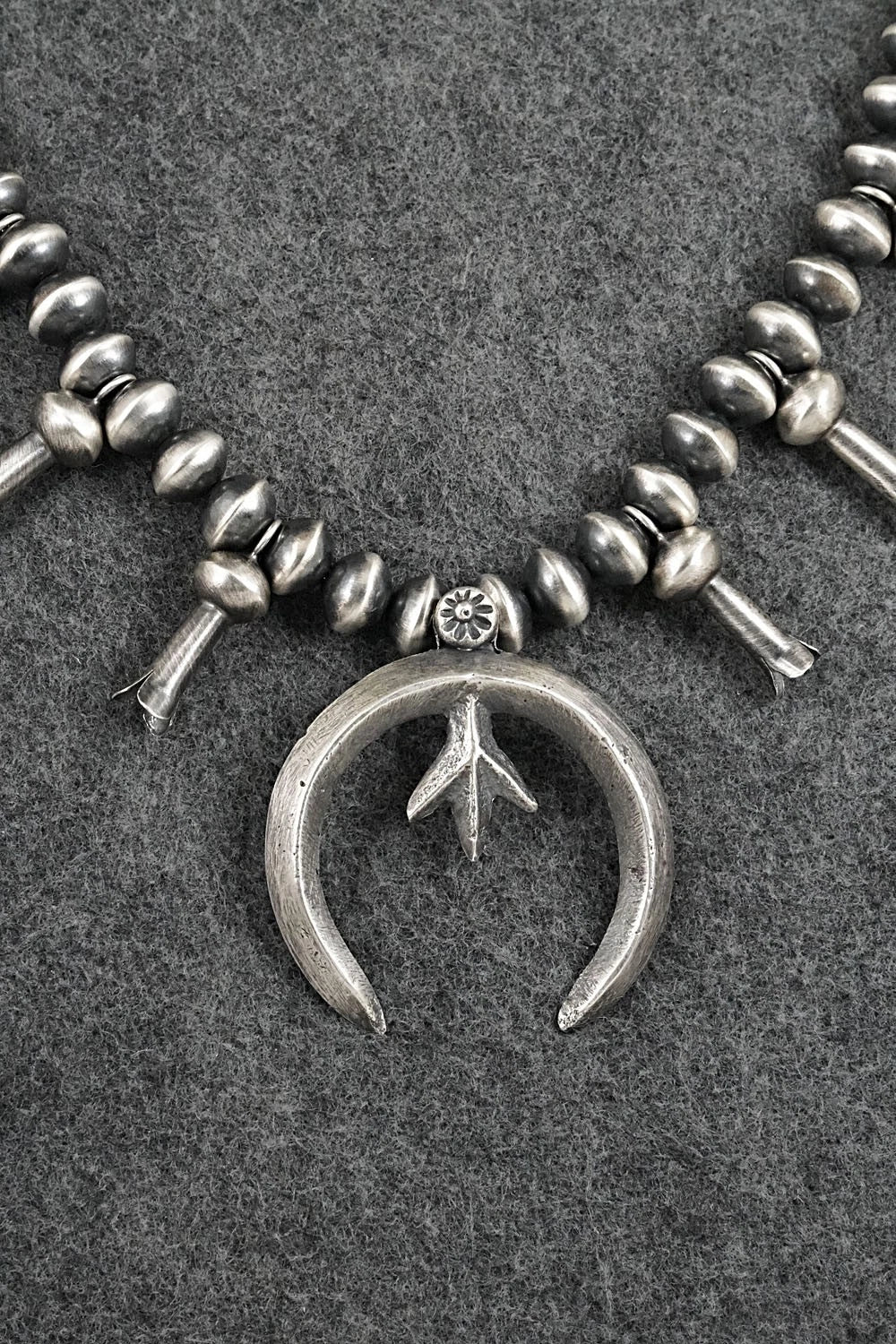 Sterling Silver Navajo Pearl Squash Blossom Necklace - Presley Haley