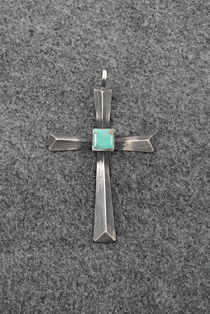 Turquoise & Sterling Silver Pendant - Raymond Betsoi