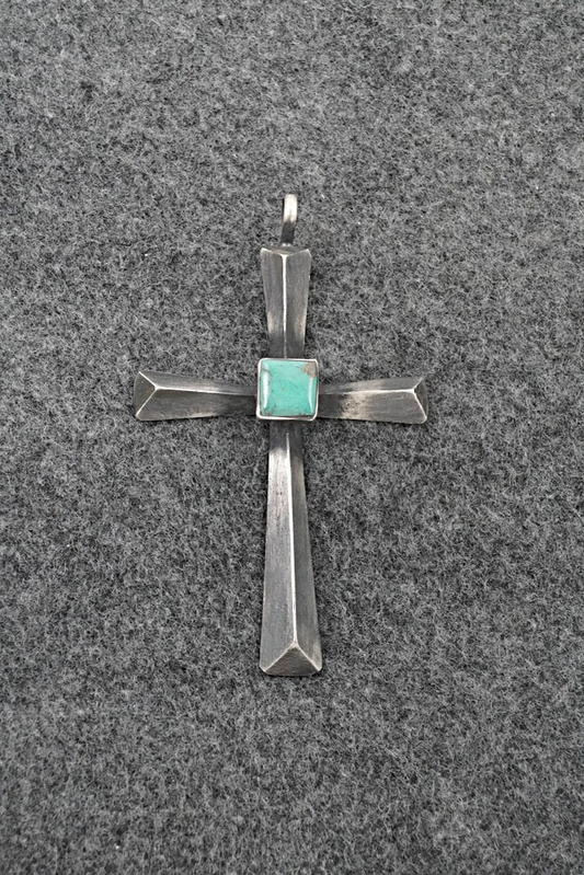 Turquoise & Sterling Silver Pendant - Raymond Betsoi