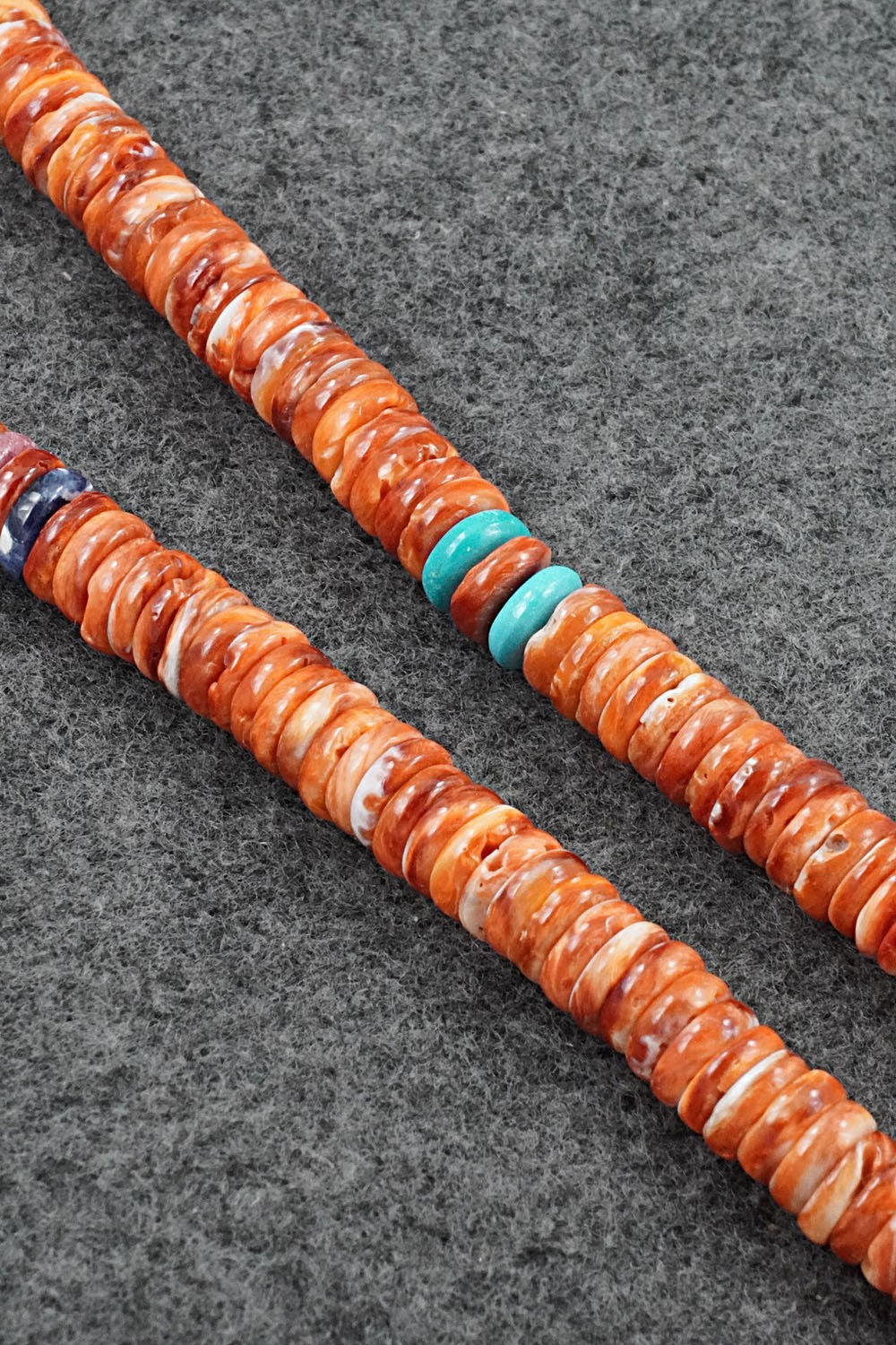 Turquoise, Spiny Oyster & Sterling Silver Necklace - Lupe Lovato