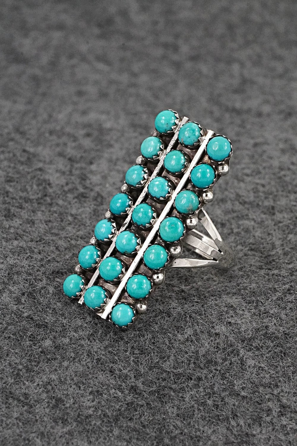 Turquoise & Sterling Silver Ring - Kenny Lonjose - Size 8.5