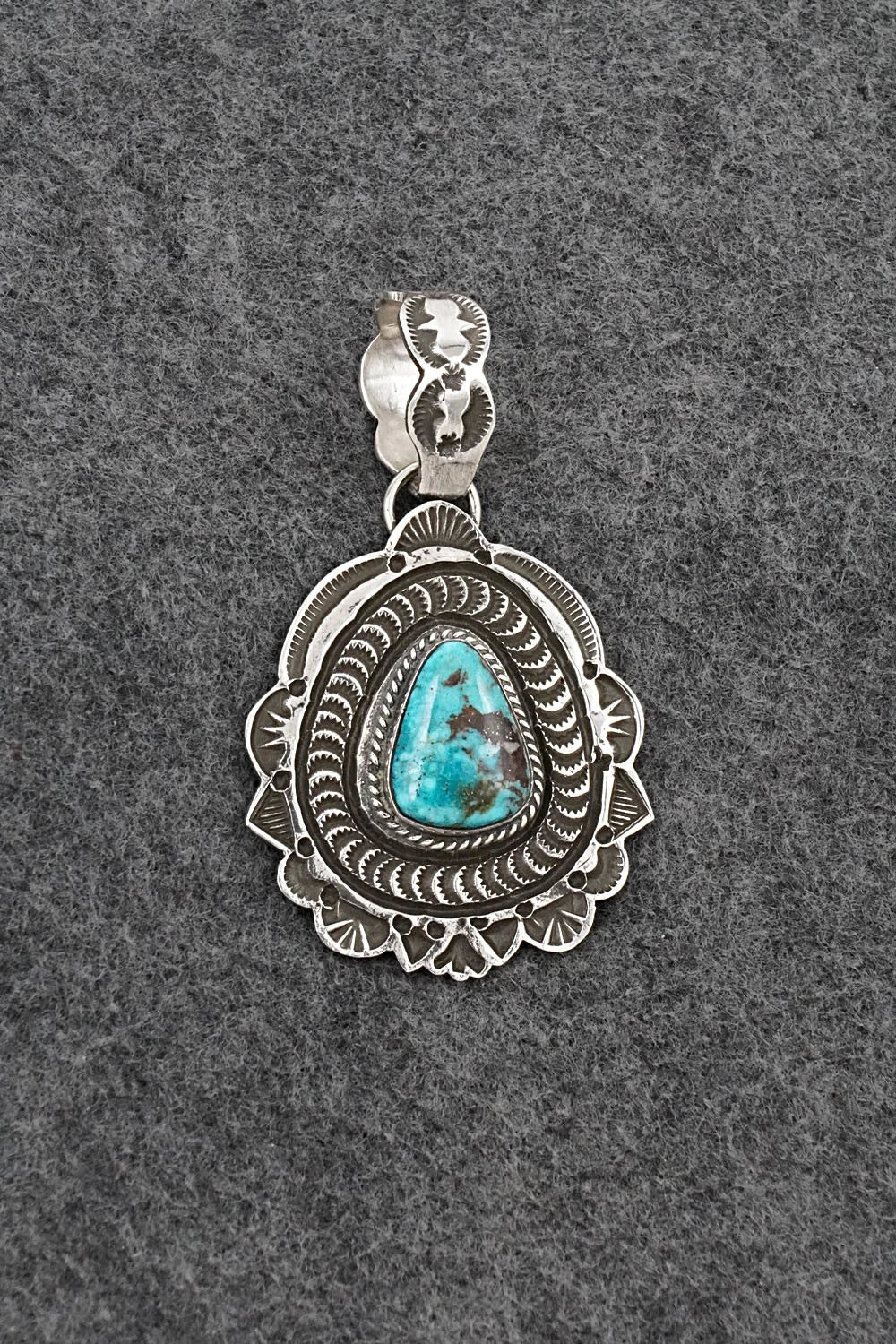 Turquoise & Sterling Silver Pendant - Leonard Maloney