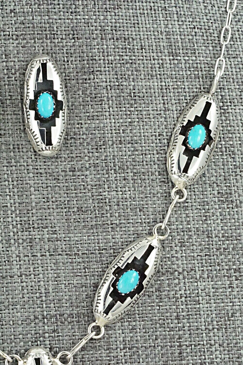 Turquoise & Sterling Silver Necklace and Earrings Set - Felix Perry