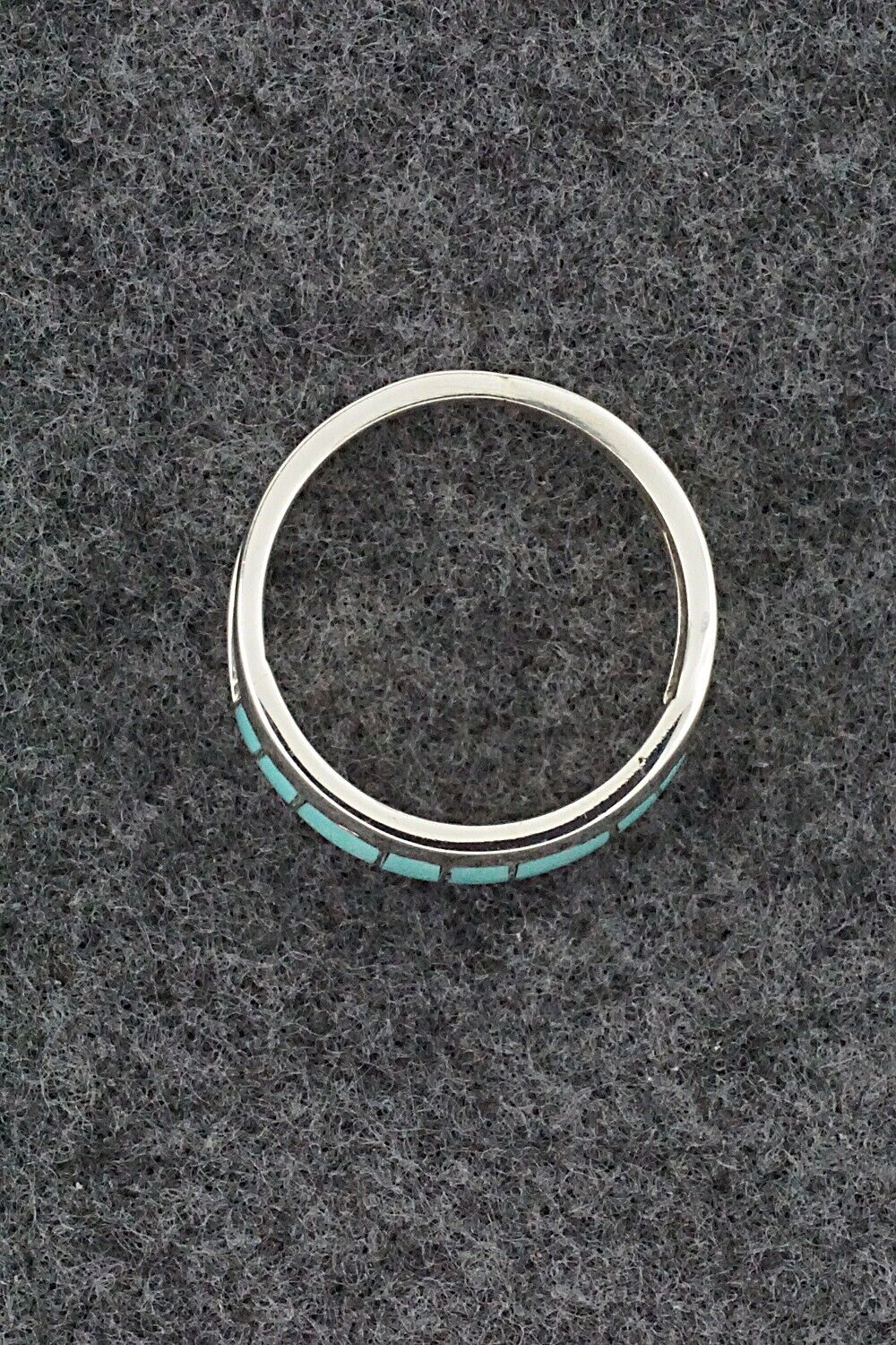 Turquoise & Sterling Silver Inlay Ring - Sibert Bowannie - Size 9.5