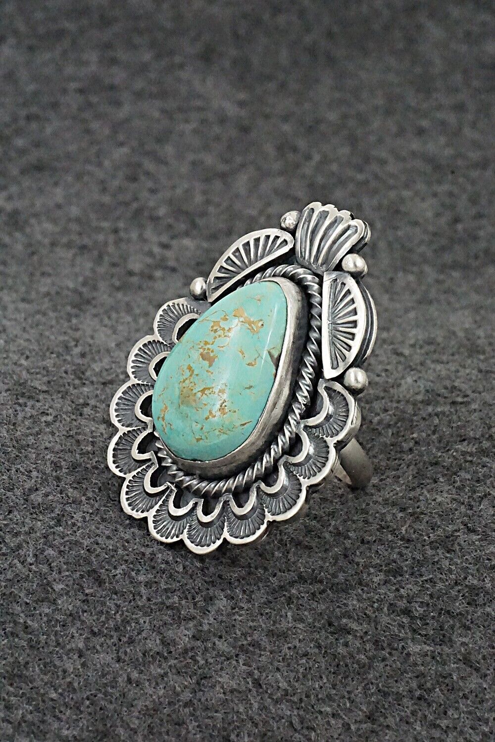 Turquoise & Sterling Silver Ring - Mark Yazzie - Size 9 Adj.
