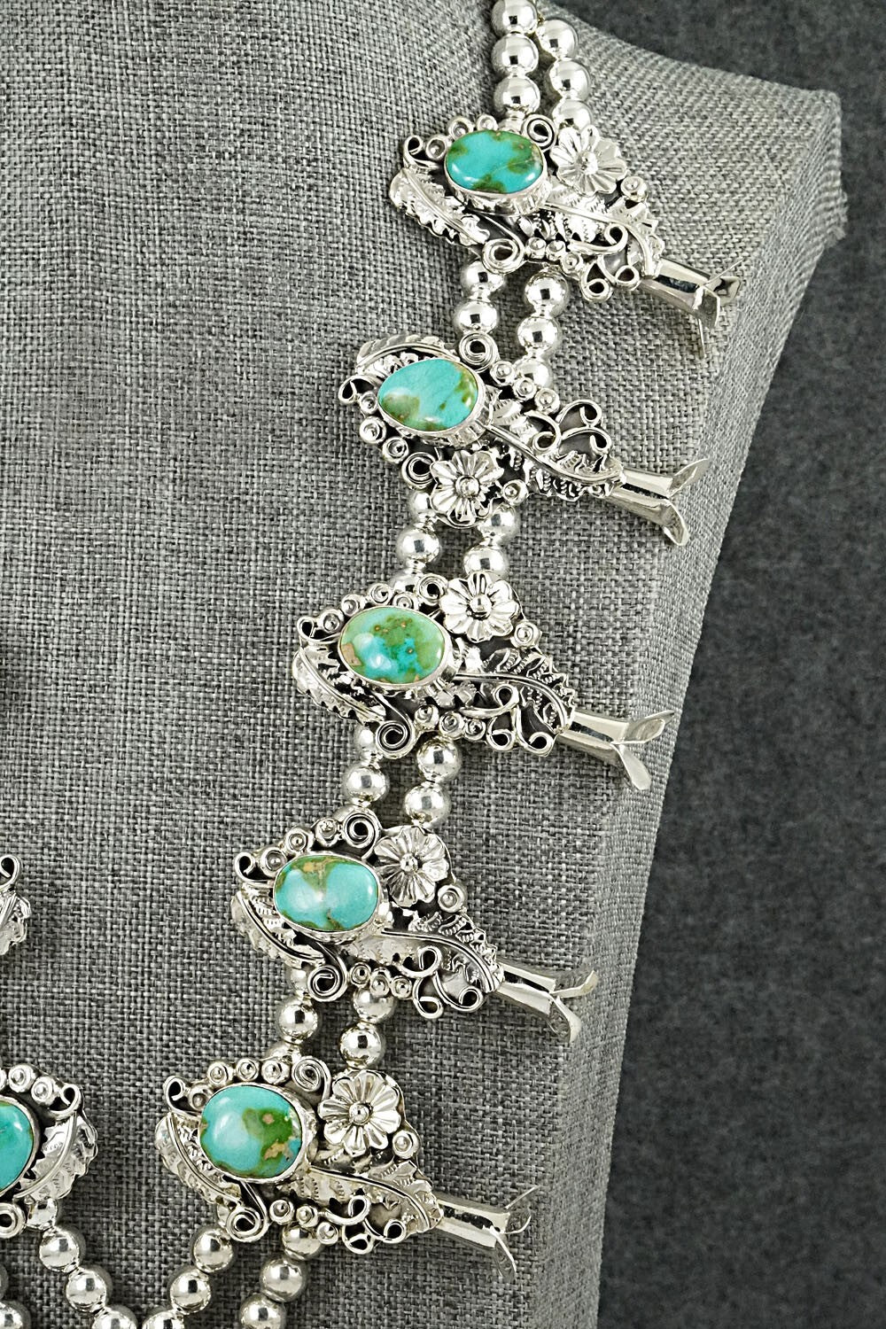 Turquoise & Sterling Silver Squash Blossom Set - Harry B. Yazzie