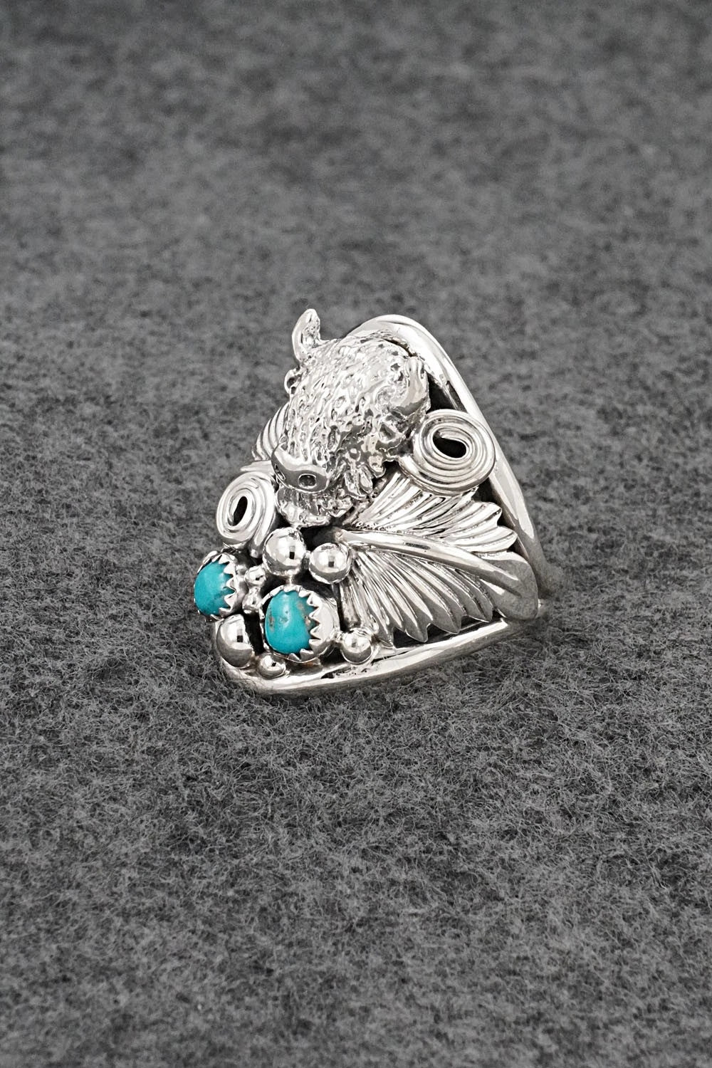 Turquoise & Sterling Silver Ring - Darrell Morgan - Size 11