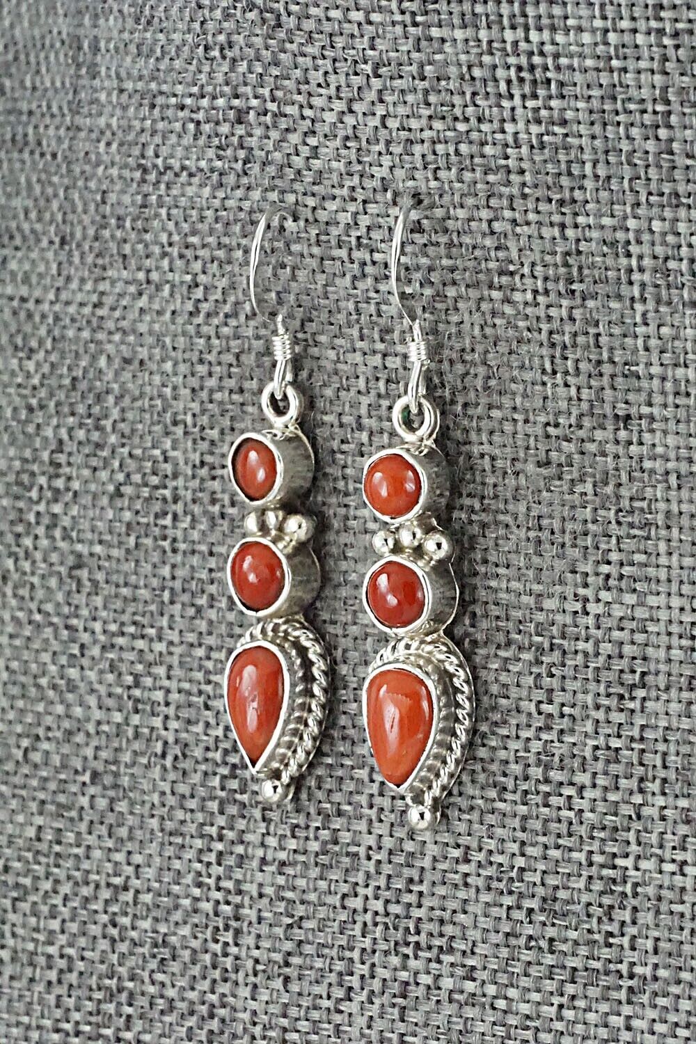 Coral & Sterling Silver Earrings - Verley Betone